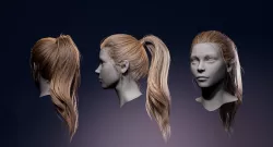 Game Realtime Ponytail Hairstyle UE4 Low-poly 3D model