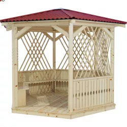 Garden Gazebo pergola with corner bench 3D model