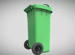 Green Plastic Waste Bin 120 Liters 945x393x480 Low-poly 3D model
