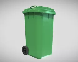 Green Plastic Waste Bin 240 Liters 1075x515x582 Low-poly 3D model