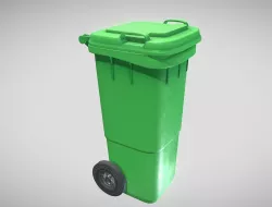 Green Plastic Waste Bin 60 Liters 945x360x448 Low-poly 3D model