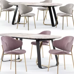 Holly dining chair and Sunshine table - Calligaris 3D model