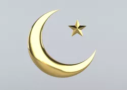 Islam crescent moon and star logo 3D model
