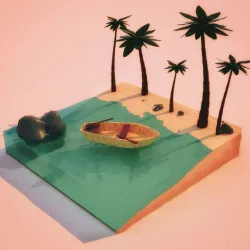 Low Poly Beach Model Low-poly 3D model
