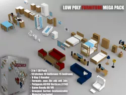 Low-Poly Furniture Mega Pack - Game Ready Low-poly 3D model