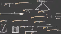 Low Poly WW2 Weapons Low-poly 3D model
