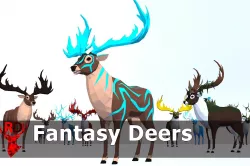 LowPoly Fantasy Deers pack Low-poly 3D model