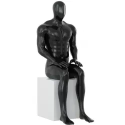 Male mannequin sitting on a square stool 129 3D model