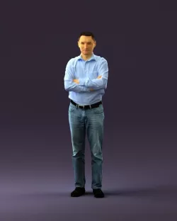 Man in tshirt jeans in close pose 0905 3D model