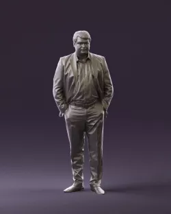Man with big face in dark gray suit 0879 3D model