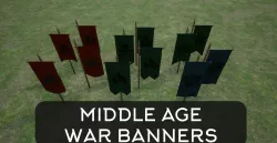 Middle Age War Banners Low-poly 3D model