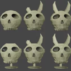 Mini-Set of Skulls and Skull Goblet or Wineglass Low-poly 3D model