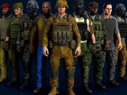 Modular military character Low-poly 3D model