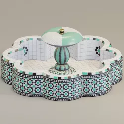Octagonal mosaic fountain 3D model
