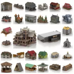 package of 65 3d buildings 3D model