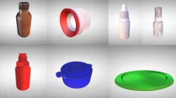 Pharmaceutical bottles and packaging products Low-poly 3D model