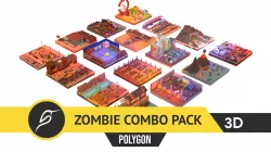 Polygon Zombie Combo Pack Low-poly 3D model