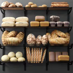 Rack with bread products 3D model