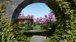 Render Japan House Cherry Blossom  3D model