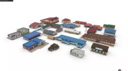 Roadside Cafe And Motels Pack Low-poly 3D model