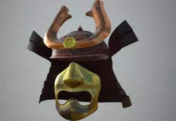 Samurai Helmet and face mask - 2K Full PBR textures Low-poly 3D model