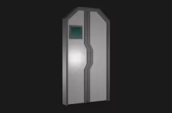 Simple Low Poly Sci-fi Door with Window Low-poly 3D model