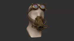 Steampunk Gas Mask - SciFi Character Design - Goggles Low-poly 3D model