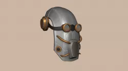 Steampunk Iron Mask - SciFi Character Design Low-poly 3D model