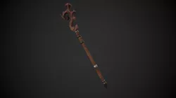 Stylized Wooden Druid Staff Low-poly 3D model
