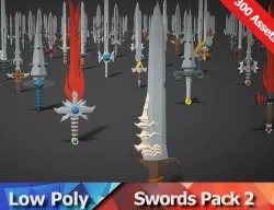 Swords Pack 2 - 300 Low Poly Melee Weapons Low-poly 3D model