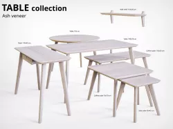 Table Collection Ash Veneer 3D model