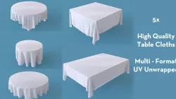 Tablecloth Set Round and Rectangular Table Cloth 3D model 3D model