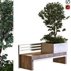 tree in box set030 bench PBR MTL Low-poly 3D model