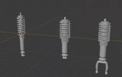  Vehicle Coil spring plus dumper  Low-poly 3D model