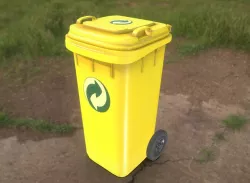 Yellow Plastic Waste Bin 120 Liters 936x550x482 Low-poly 3D model