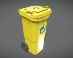 Yellow Plastic Waste Bin 60 Liters 945x360x448 Low-poly 3D model