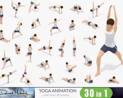 30 Yoga Pose Animations Bundle Woman Low-poly 3D model
