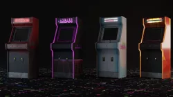 4 Arcade Machines with Chair - Retro - Game Ready Low-poly 3D model