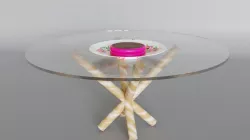 A chocolate jelly cake on top of a candy cane table Low-poly 3D model