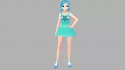 ASIAN GIRL CHEERLEADER 3D CHARACTER RIGGED T-POSE SHAPE KEYS Low-poly 3D model