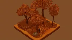 Autumn Tree and Grass Set Low-poly 3D model