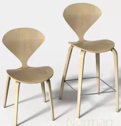 Barstool  and side chair Norman 3D model