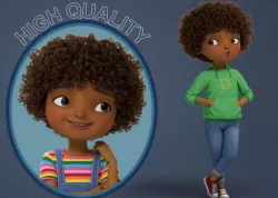 Cartoon Black Girl Rigged 3D model