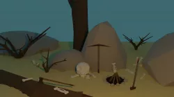 Cartoon bones and skull Low-poly 3D model