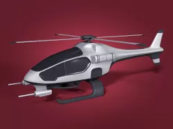 Cartoon Futuristic Attack Helicopter Low-poly 3D model