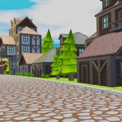 Cartoon house Low-poly 3D model
