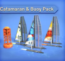 Catamaran and Buoy Pack Low-poly 3D model
