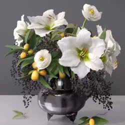 Classy Elegant Amaryllis Flowers-Fruit Vase  3D model