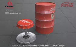  COCA COLA OLD SITTING AND BARREL TABLE DESIGN Low-poly 3D model