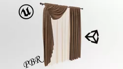 Curtain 3D for game development and VR-projects N606 Low-poly 3D model